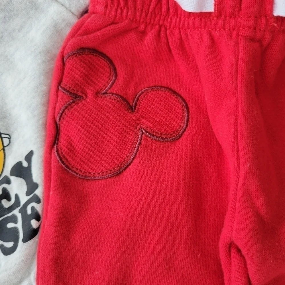 Disney baby Mickey Mouse hooded grey and red sweat suit 3-6m
